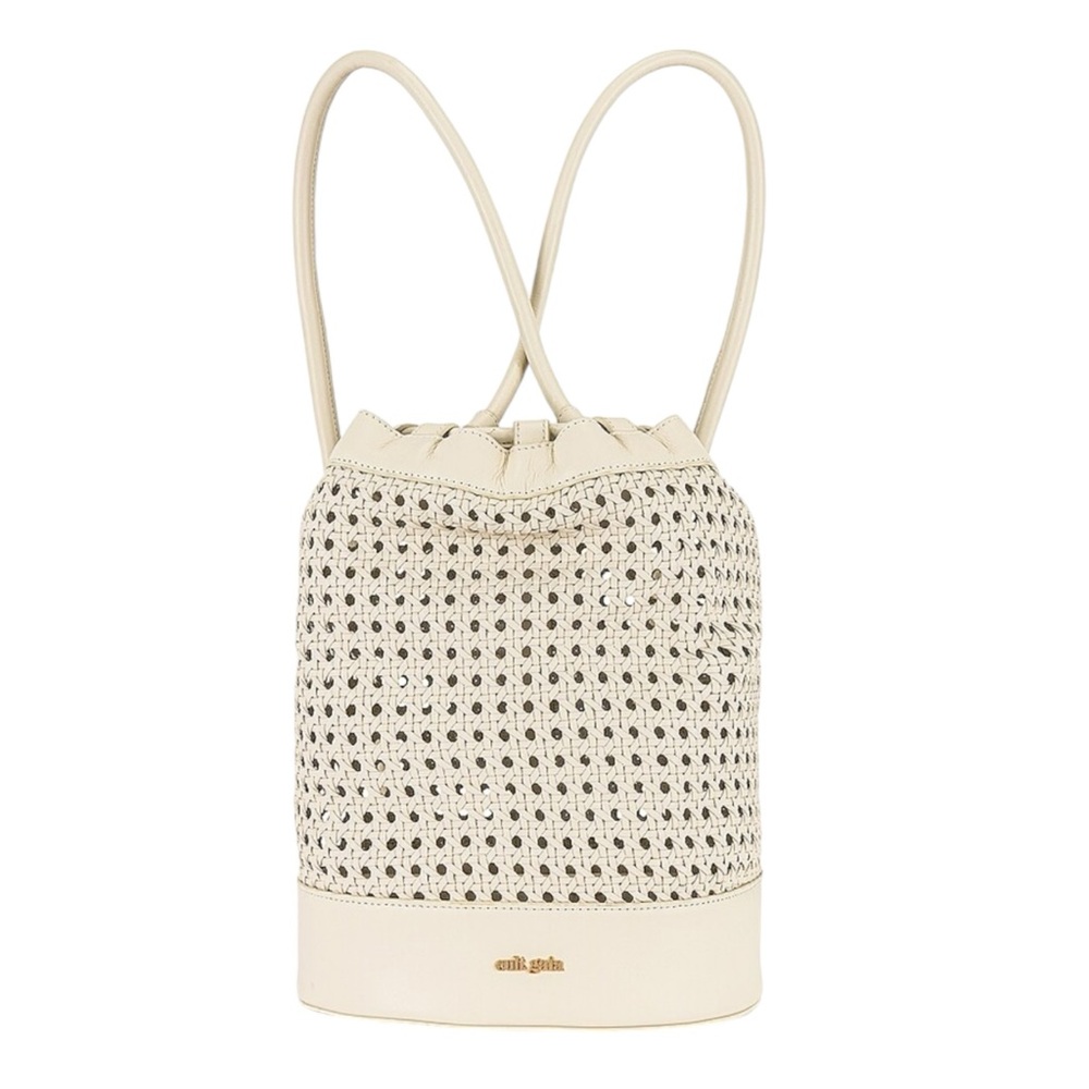 Cult Gaia Fifi Mini Leather Woven Backpack